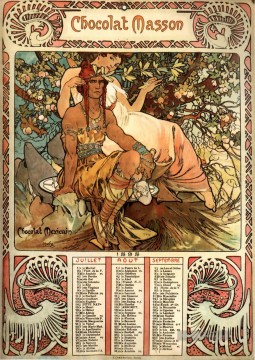 Manhood 1897 calendar Tschechisch Jugendstil Alphonse Mucha Ölgemälde
